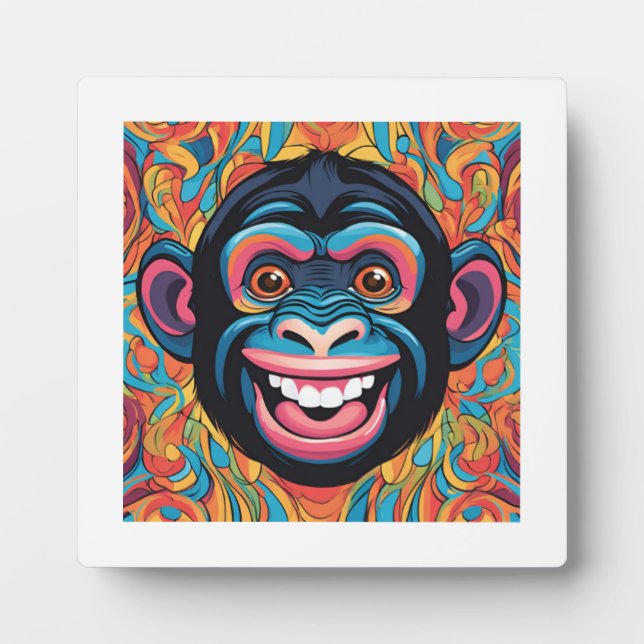 Cute Crazy Funny Chimpanzee  Plaque (Front)