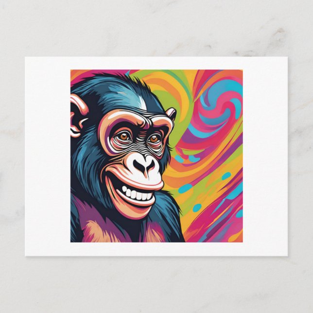Cute Crazy Funny Chimpanzee  Postcard (Front)