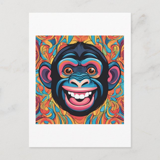 Cute Crazy Funny Chimpanzee  Postcard (Front)