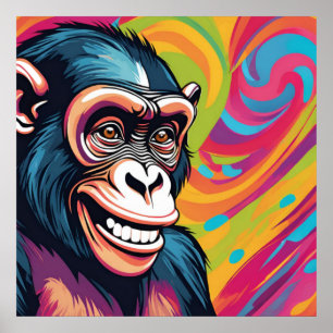 Cute Crazy Funny Chimpanzee  Poster