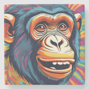 Cute Crazy Funny Chimpanzee  Stone Coaster