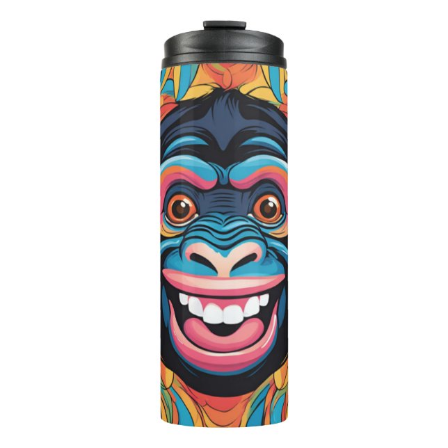 Cute Crazy Funny Chimpanzee Thermal Tumbler (Front)