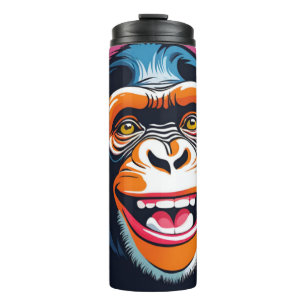 Cute Crazy Funny Chimpanzee  Thermal Tumbler