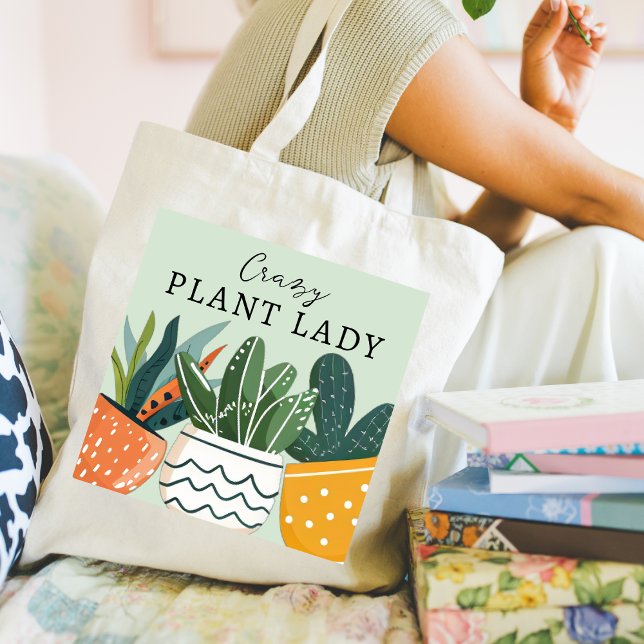 Cute Crazy Plant Lady Plant Lover Tote Bag (Creator Uploaded)