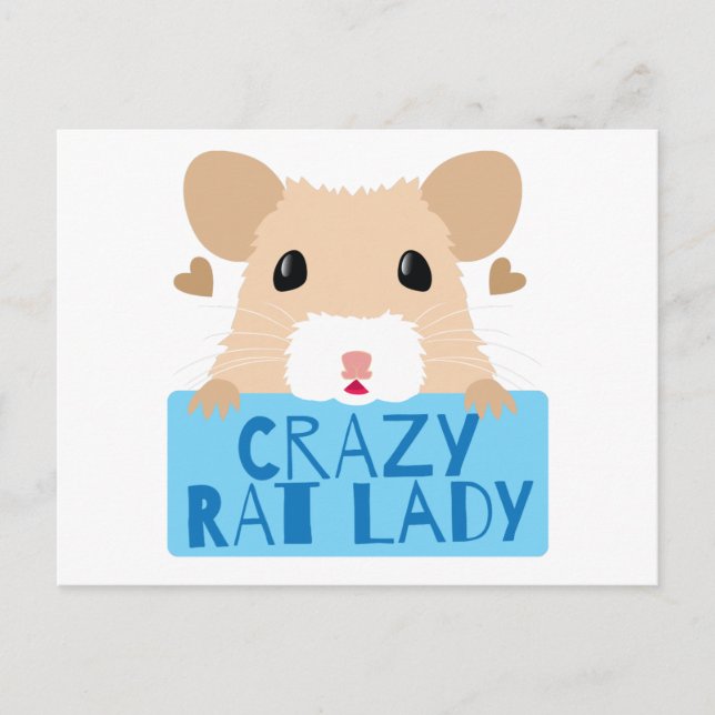 cute crazy rat lady cream postcard (Front)