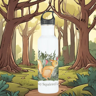 cute crazy squirrel lady  710 ml water bottle