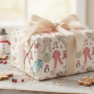 Cute Cream Baby's First Christmas Personalised Wrapping Paper