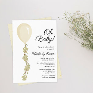 Cute Cream Balloon Baby Shower Invitation
