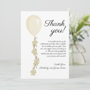 Cute Cream Balloon Baby Shower Thank You Card