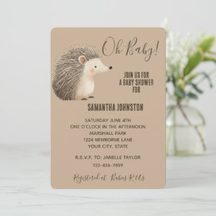 Cute Cream Brown Hedgehog Invitation