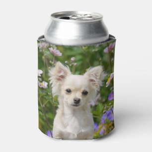 Cute cream Chihuahua Dog Puppy Photo Funny Bawdle Can Cooler