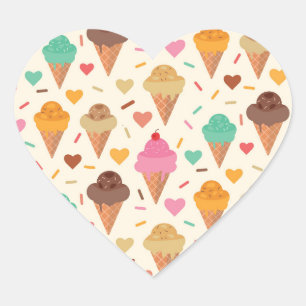 Cute  Cream Cone  pattern  Heart Sticker