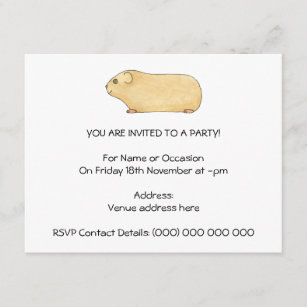 Cute Cream Guinea Pig. Invitation