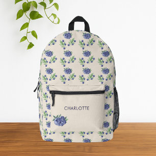 Cute Cream Watercolor Blueberry Fruit Pattern Printed Backpack