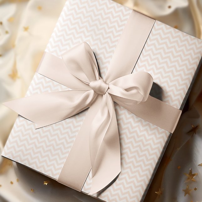 Cute Cream & White Chevron Stripe Baby Shower Wrapping Paper (Chic Cream and White Gender Neutral Chevron Stripes Wrapping Paper for Baby Boy or Baby Girl. Zigzag)