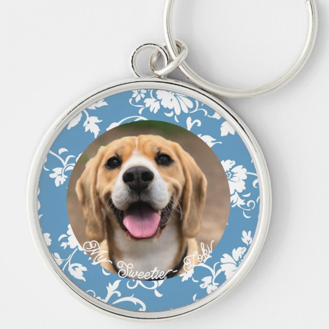 Cute Create Your Own Dog Lover Photo Key Ring (Front)