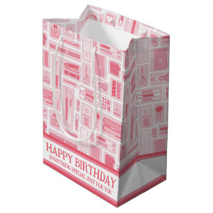 Cute Creative Art Supplies Pink Pattern Medium Gift Bag