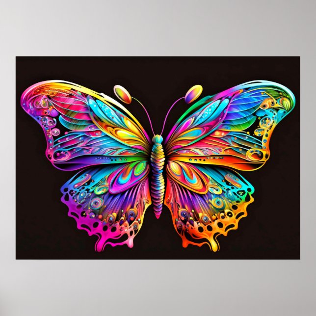 Cute Creative Artistic Butterfly Illustration Poster (Front)