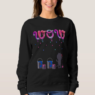 Cute Creative Cat Paints Wow As Colourful Droplets Sweatshirt