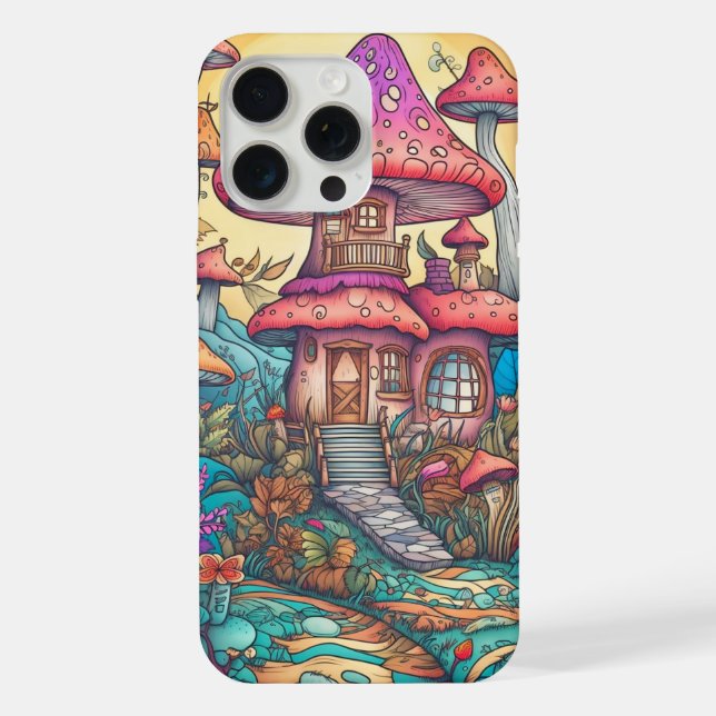 Cute Creative Mushroom Hut Illustration iPhone Case (Back)