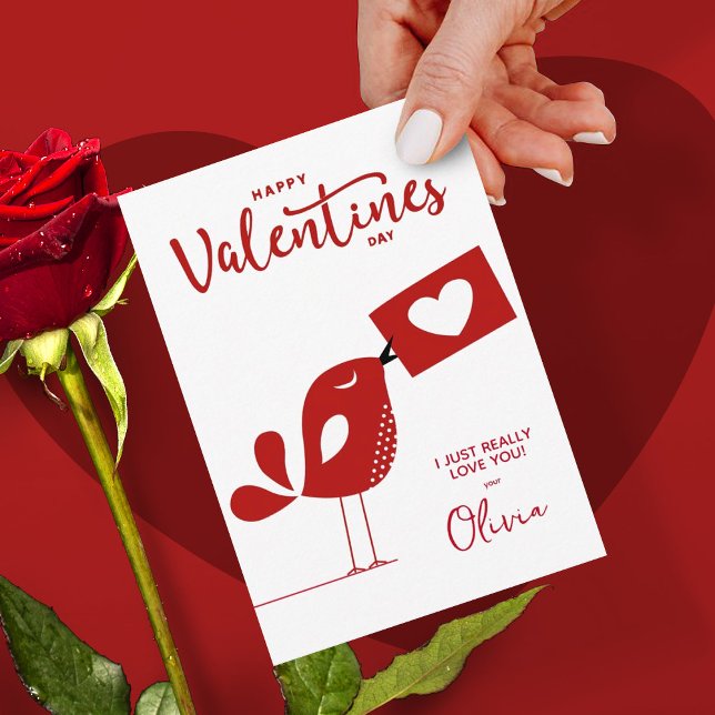 Cute creative red happy valentine day love bird invitation (Creator Uploaded)