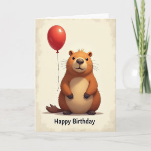Cute Creature Balloon Birthday Card