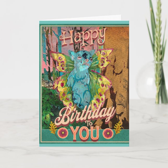 Cute Creature Chihuahua Butterfly Birthday Card (Front)