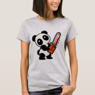 Cute Creepy Chainsaw Zombie Panda T-Shirt