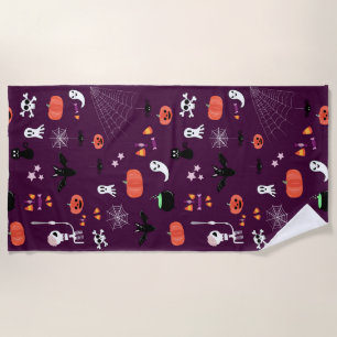 Cute Creepy Halloween Art Beach Towel