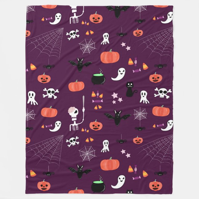 Cute Creepy Halloween Art Fleece Blanket (Front)