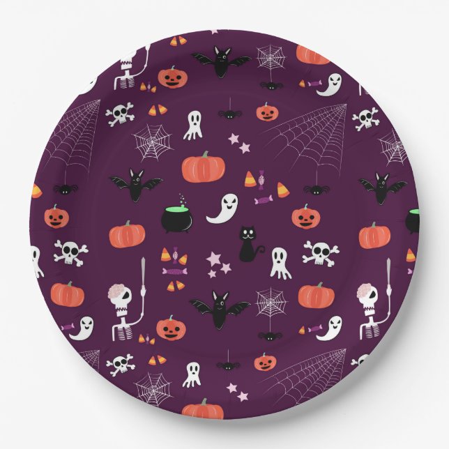 Cute Creepy Halloween Art Paper Plate (Front)