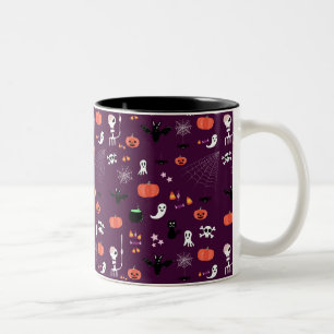 Cute Creepy Halloween Art Two-Tone Coffee Mug