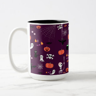 Cute Creepy Halloween Art Two-Tone Coffee Mug