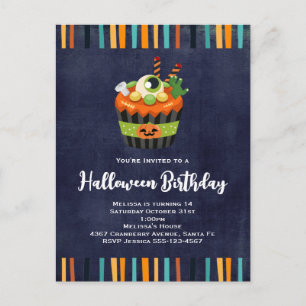 Cute & Creepy Halloween Cupcake Party Invitation