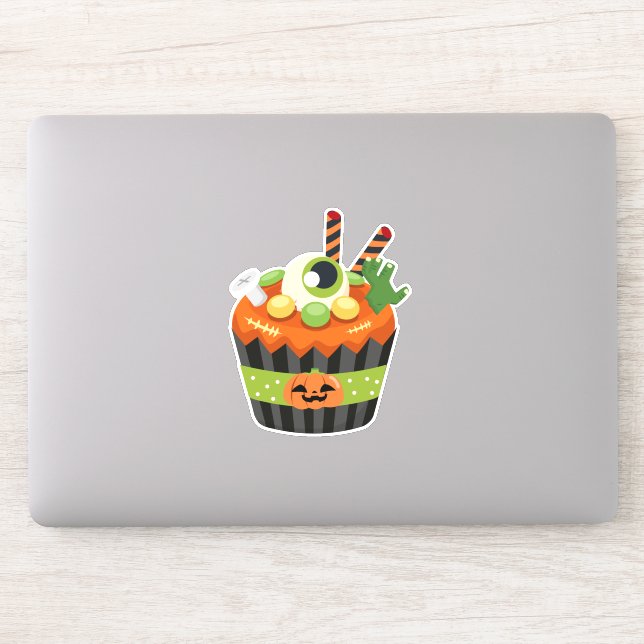 Cute & Creepy Halloween Cupcake with a Big Eyeball (Computer)