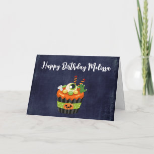 Cute & Creepy Halloween Cupcake with a Big Eyeball Card