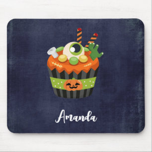 Cute & Creepy Halloween Cupcake with a Big Eyeball Mouse Pad