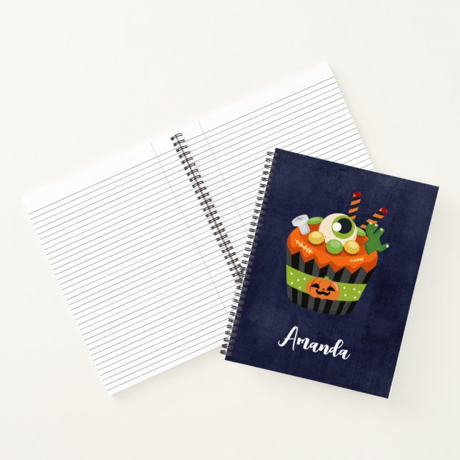 Cute & Creepy Halloween Cupcake with a Big Eyeball Notebook (Inside)