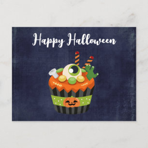 Cute & Creepy Halloween Cupcake with a Big Eyeball Postcard