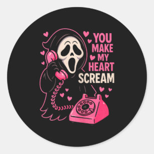Cute Creepy Horror Make My Heart Scream Valentine’ Classic Round Sticker