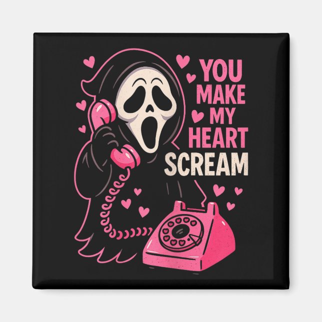 Cute Creepy Horror Make My Heart Scream Valentine’ Magnet (Front)