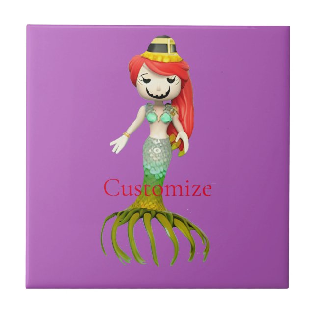 Cute Creepy Mermaid Witch Thunder_Cove  Ceramic Tile (Front)