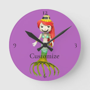 Cute Creepy Mermaid Witch Thunder_Cove Round Clock
