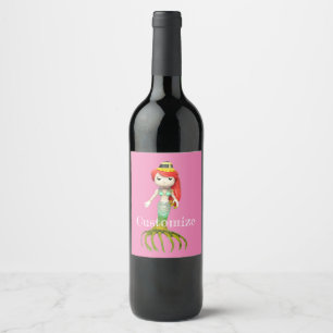 Cute Creepy Mermaid Witch Thunder_Cove  Wine Label