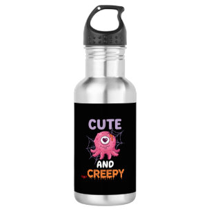 Cute Creepy Pink Monster Halloween Spider Web Bats 532 Ml Water Bottle