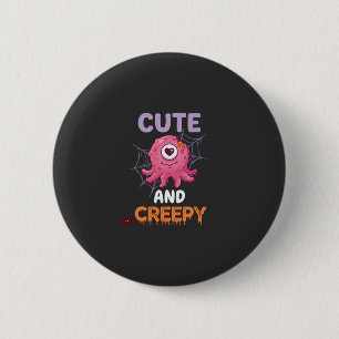 Cute Creepy Pink Monster Halloween Spider Web Bats 6 Cm Round Badge