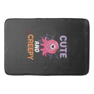 Cute Creepy Pink Monster Halloween Spider Web Bats Bath Mat