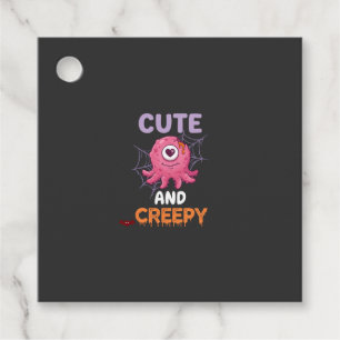 Cute Creepy Pink Monster Halloween Spider Web Bats Favour Tags