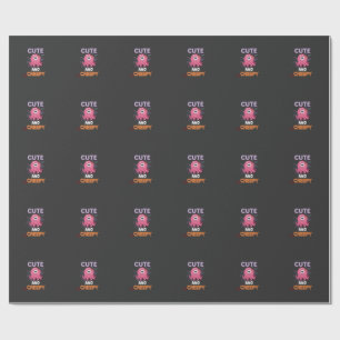 Cute Creepy Pink Monster Halloween Spider Web Bats Wrapping Paper