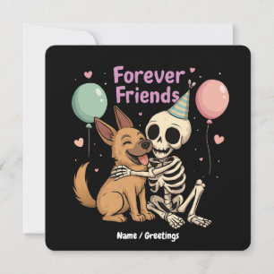 Cute Creepy Skeleton Hugging German Shepherd Dog F Invitation